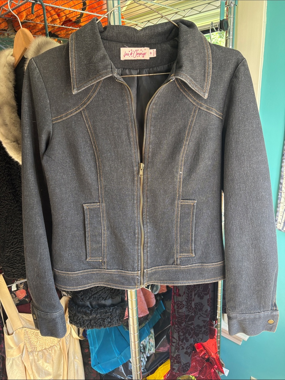 Women's Dark Denim Zip-Front Jacket